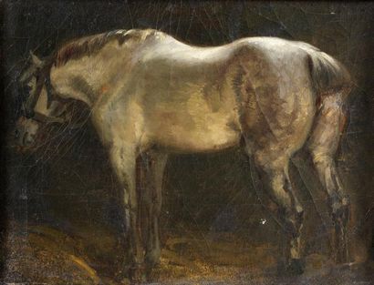 Attribué à Théodore GERICAULT(1791 - 1824) Cheval à l'écurie Sur sa toile d'origine...