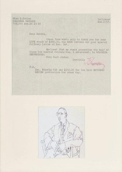 Igor STRAVINSKI Lettre adressée à Miss D. Ishlan, signée par le compositeur 13 x...