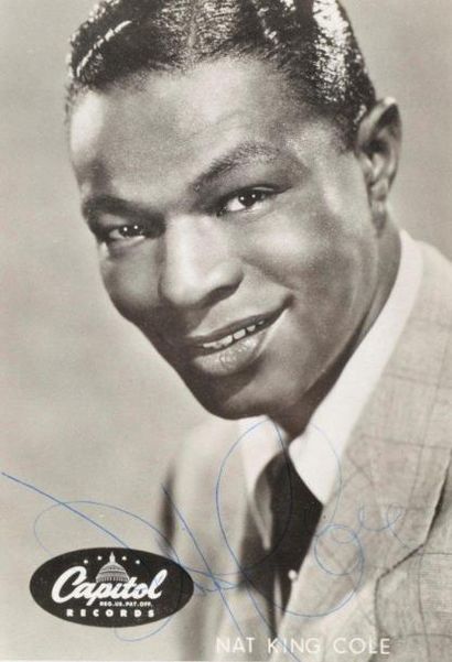 Nat King Cole Photographie originale des disques Capitol, signée 12,5 x 9 cm (à ...