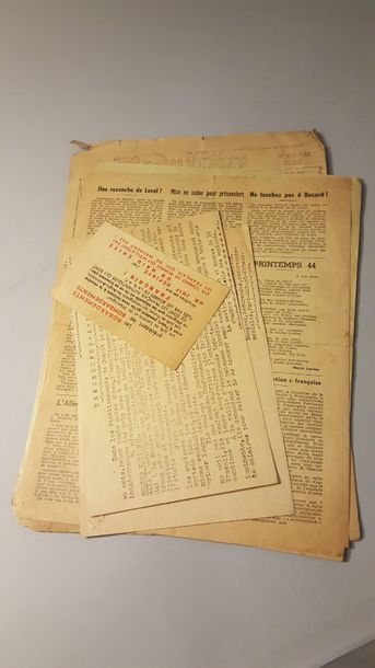 null Lot de huit documents, vers 1940, extraits de journaux (Gavroche, libération,...