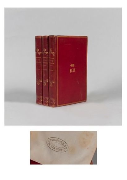 null SUETONE. Œuvres. Paris. Pancoucke. 1830. 3 volumes in-8, plein maroquin rouge...