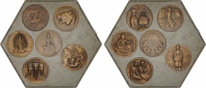 null Exposition coloniale de Paris 1931, Indochine, coffret des 6 médailles, par...