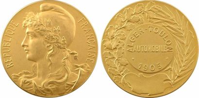 null Algérie, course de canots automobiles Alger-Toulon, médaille d'or, 1905 Paris,...