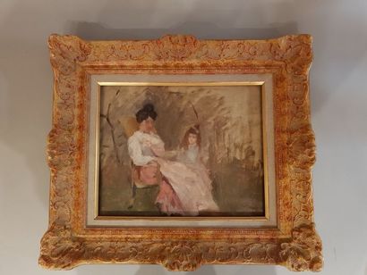 null ecole Moderne " mere et son enfant " panneau 36 x 43 cm