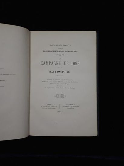 null [Albert de ROCHAS.] La Campagne de 1692 dans le haut Dauphiné. Lettres de CATINAT,...