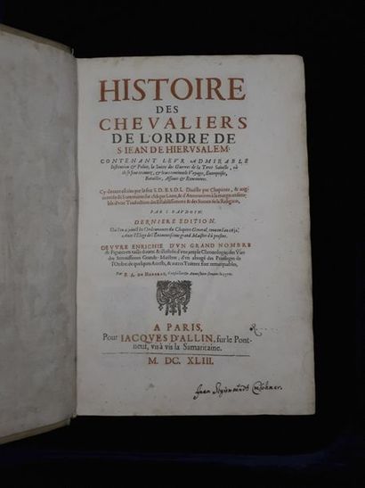 null [Pierre de BOISSAT, seigneur de Licieu.] Histoire des chevaliers de l'ordre...