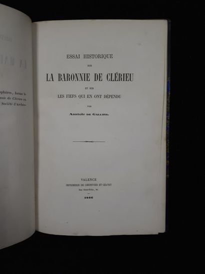 null Anatole de GALLIER. Histoire généalogique de la maison de Clérieu en Dauphiné...