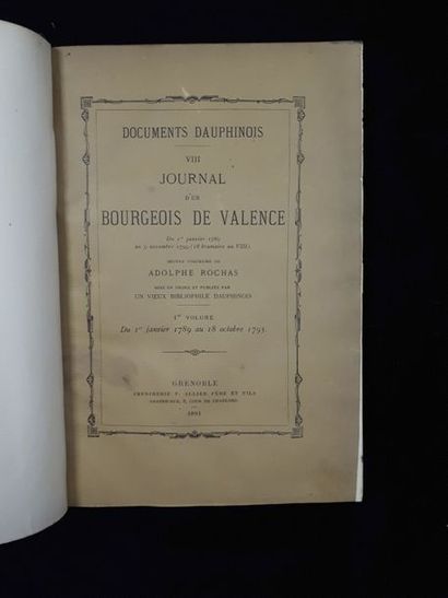 null Adolphe ROCHAS. Journal d'un bourgeois de Valence, du 1er janvier 1789 au 9...