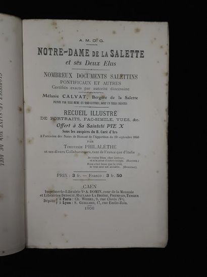 null [Mélanie CALVAT et abbé Alexandre RADIGUET.] Notre-Dame de la Salette et ses...