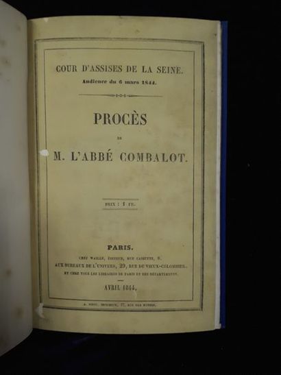null Cour d'assises de la Seine. Audience du 6 mars 1844. Procès de M. l'abbé Combalot....
