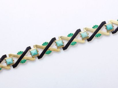null Élégant bracelet articulé en or 750 millièmes composé de maillons en croisillon...