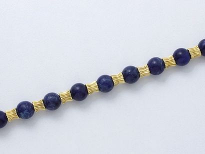 null LALAOUNIS

Bracelet articulé en or 750 millièmes décoré de perles de sodalite...