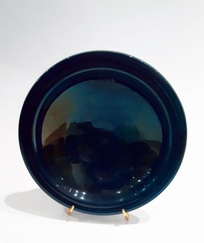 null Coupe en céramique glaçurée bleue, H. 6 cm, D. 22,5 cm