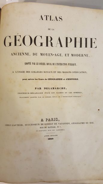 null Atlas de Géographie par Delamarche, 1844 en l'état picure.