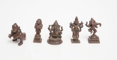 Lot de 5 divinités en bronze