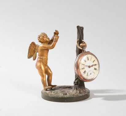 null Porte-montre en bronze. Epoque romantique. On y joint un sceau