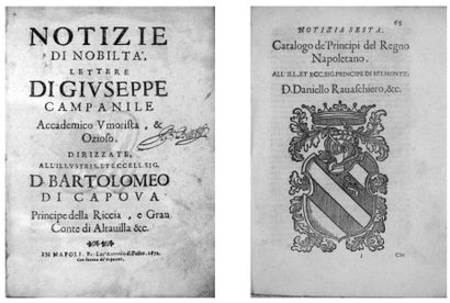 CAMPANILE (Giuseppe) Notizie di Nobiltà. Lettere. In Napoli, Per Luc' Antonio di...