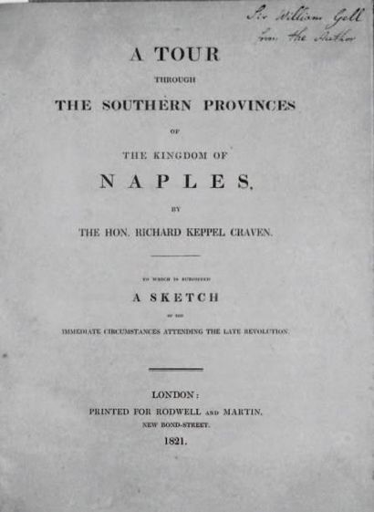 CRAVEN (Richard Keppel) A Tour through the southern Provinces of the Kingdom of Naples....