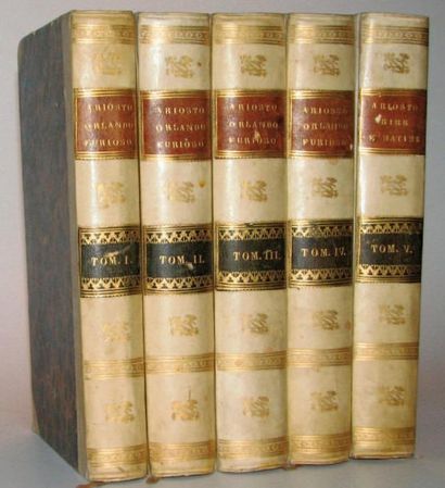 ARIOSTO(Lodovico) L'Orlando Furioso. Con annotazioni. Firenze, Molini, 1821, 5 volumes...