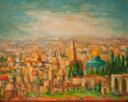 null Emile SAADOUN (XXe siècle - Israël), Ville, huile sur toile, non signée, 50...