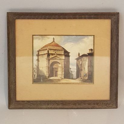 null Ecole italienne du XIXe siècle.

Vue d'une place

Aquarelle.

15 x 19,5 cm