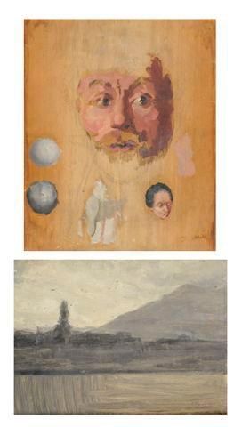 Georges ROCHEGROSSE (1859-1938) Esquisse de paysage Huile sur panneau. Signée en...