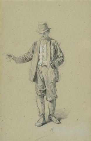 Alexandre BIDA (1813-1895) Portrait d'homme Pierre noire et rehauts de craie blanche...
