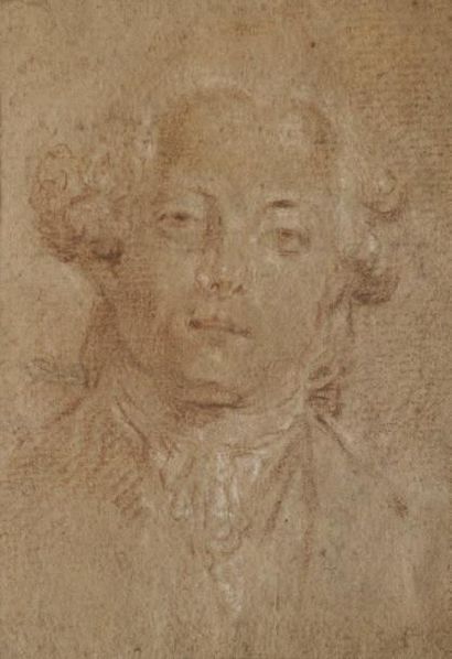 École FRANÇAISE du XVIIIe siècle Portrait d'homme Crayon noir et rehauts de blanc....