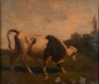  Ecole FRANCAISE du XIXème siècle 
Vache dans un pré 
Sur sa toile d’origine 
32...
