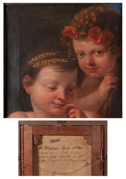 null Ecole ITALIENNE du XVIIIe siècle

Deux amours à couronne de fleurs ou d’épis...