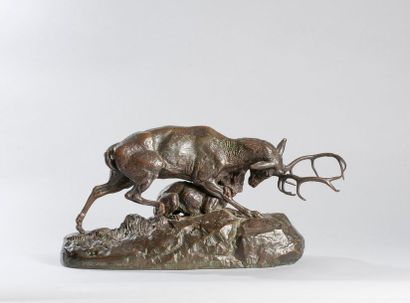 null ANTOINE-LOUIS BARYE (1795-1895), D’APRES

Loup tenant un cerf à la gorge

Epreuve...
