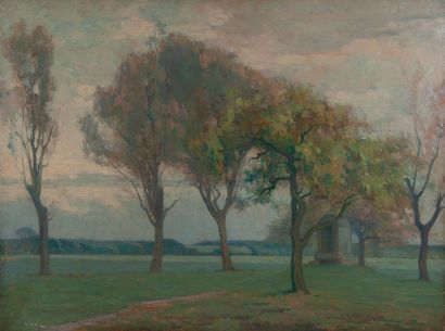 null jean Gabriel Goulinat (1883-1972), les grands arbres ,toile, étiquette d exposition...