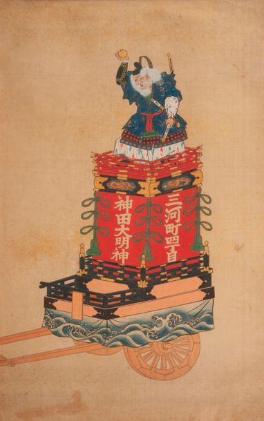 Japon, le Char,PEINTURE 45 x 29 cm