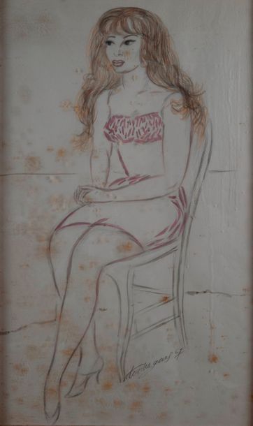 louis TOUCHAGUES (1893-1974), Femme assise,crayon...