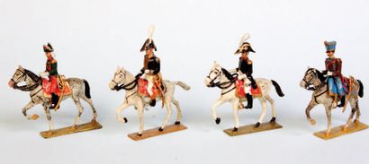 null LUCOTTE. Bonaparte à cheval - 2 maréchaux 1 hussard. (4 pièces). B.E. et A.B.E....
