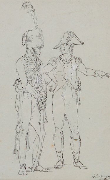 KININGER VINCENZ GORG (1767-1851). « Chasseurs à cheval, Officiers du Ier Empire...