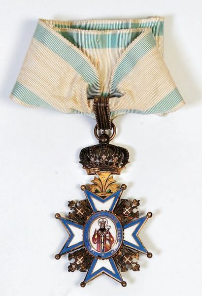 null SERBIE (ROYAUME) Ordre de Saint Sava (1883). Croix de Commandeur (3e classe),...