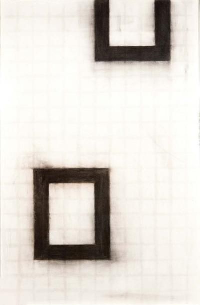 MONVERT Charles-Henri, né en 1948 Composition géométrique, circa 1980 Fusain et crayon,...