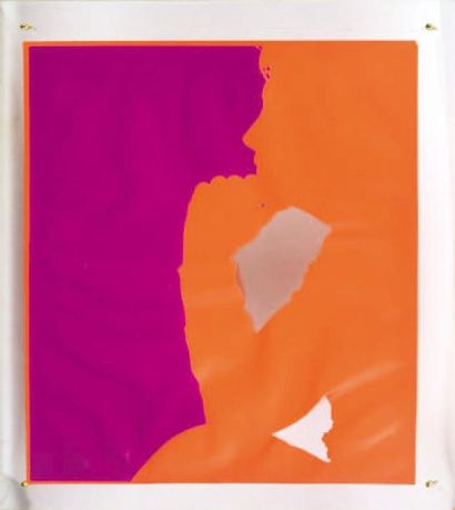 CASTRO Lourdès, née 1930 Profil orange Série: Les ombres Sérigraphie numérotée 94...