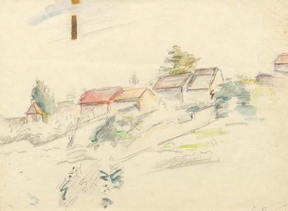FRIESZ Emile Othon (1879-1949) Paysage maison au loin Aquarelle sur papier signée...