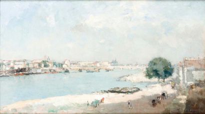 LEBOURG Albert Marie (1849-1928) Paris, La Seine Huile sur toile, signée en bas à...