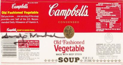 WARHOL Andy (1928-1987) Etiquette de Campbell's soup, signée au milieu vers la gauche...