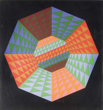 VASARELY Victor (1906-1997) Sans titre Sérigraphie couleurs 63.5 x 59.9 cm à vue