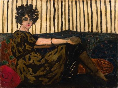 ECOLE FRANCAISE (XXe) Portrait de femme Huile sur toile 54 x 73 cm