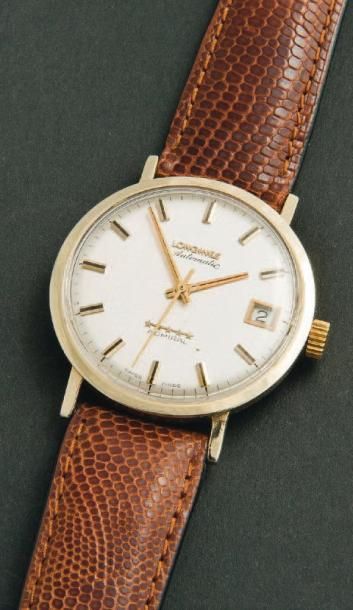 LONGINES (Admiral), vers 1960 Montre classique plaquée or jaune 10 carats à anses...