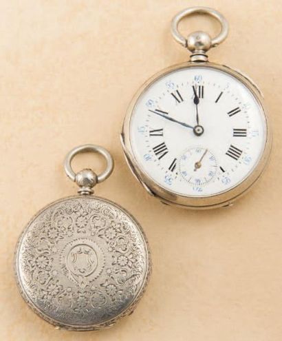 null LOT GINDRAT GENEVE & POCHE (fin XIX ème), vers 1870 Lot constitué de 2 montres:...