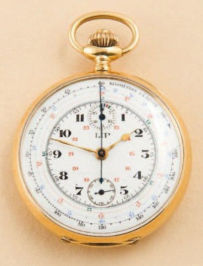 LIP (Chronographe Sport tachymètre), vers 1925 Montre chronographe de poche pour...