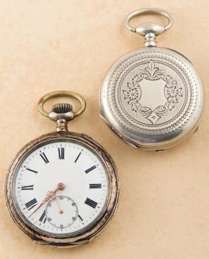 null LOT MONTRE DE POCHE (fin XIX ème), vers 1880/ 1900 Lot constitué de 2 montres:...