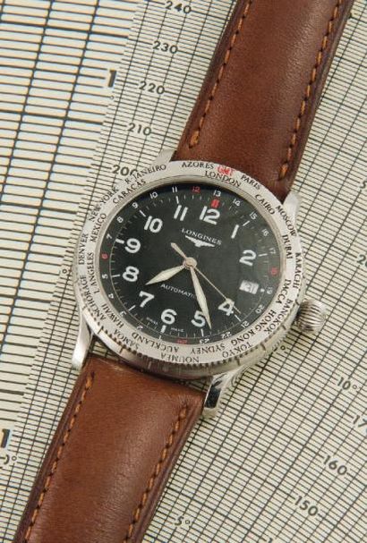 LONGINES (Aviation Swiss Air / 24 Fuseaux Horaires), vers 1990 Montre d'aviateur...