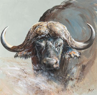 Patrice BAC (né en 1946) Patrice BAC (born in 1946)

The buffalo

Oil on canvas,...